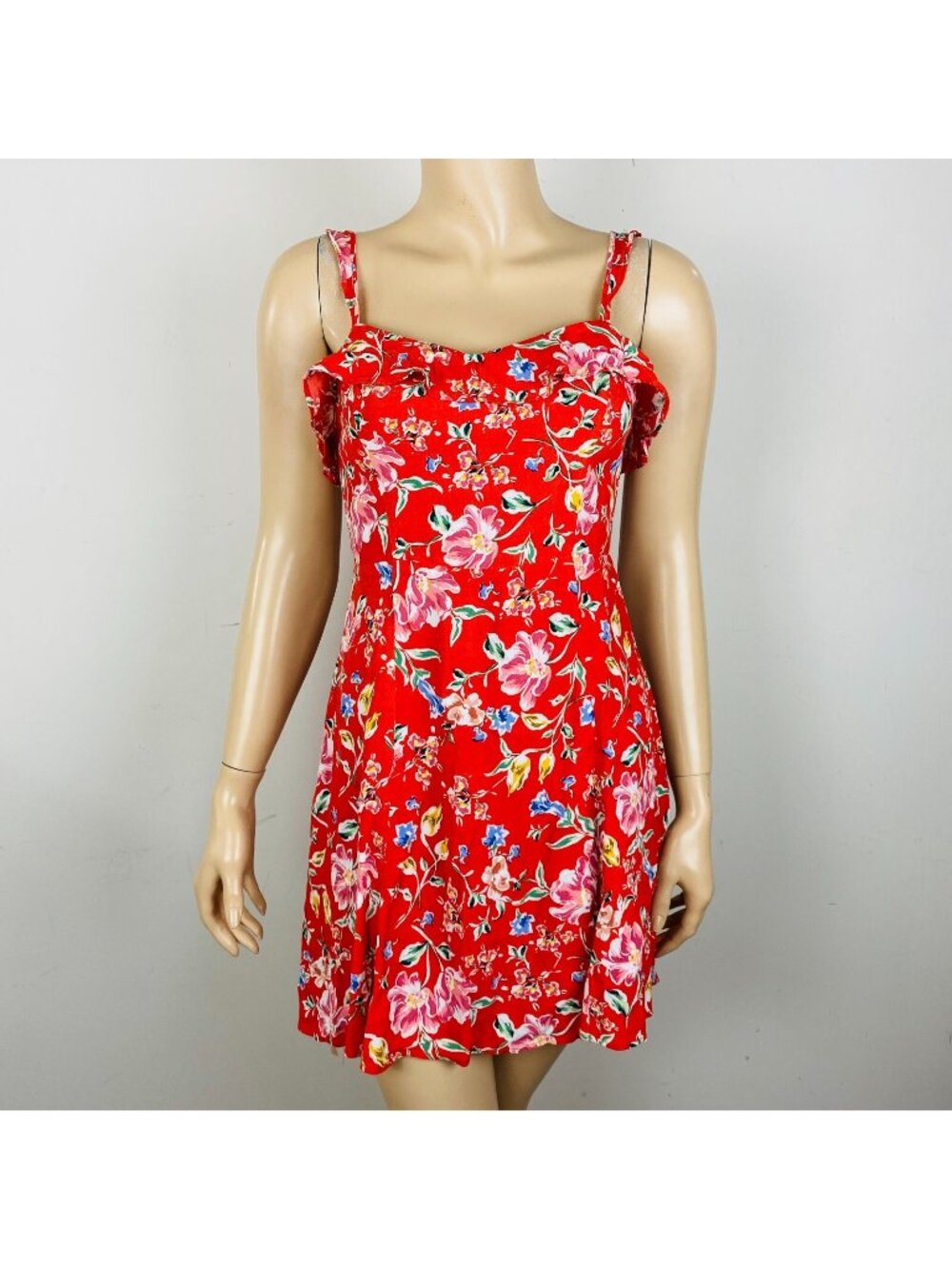 ASTR The Label Red Floral Fit N Flare Women's S Small Mini Dress